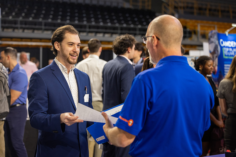 Student talking with employer at Walker Spring Connect