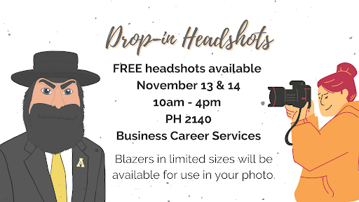 Drop-In Headshots. Free headshots November 13 - 14, 10am - 4pm